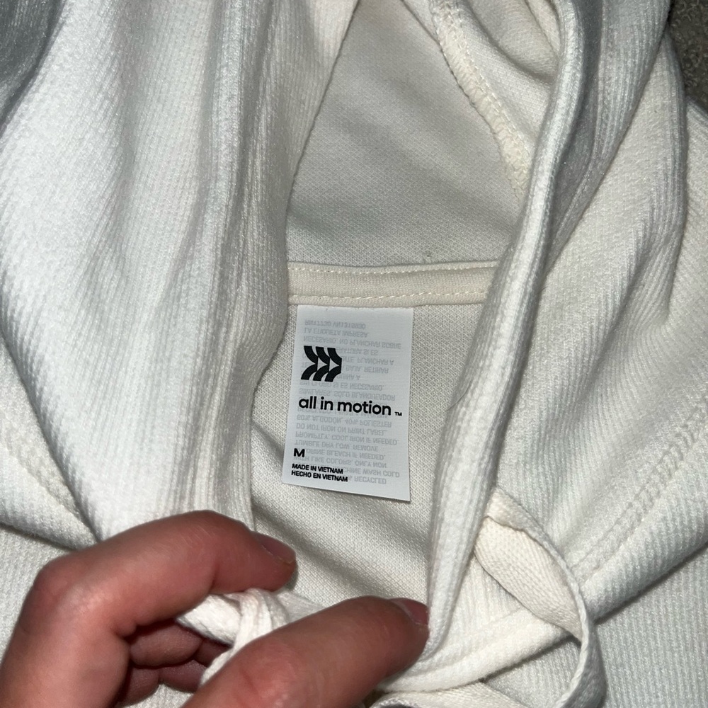 White Drawstring Cropped Hoodie